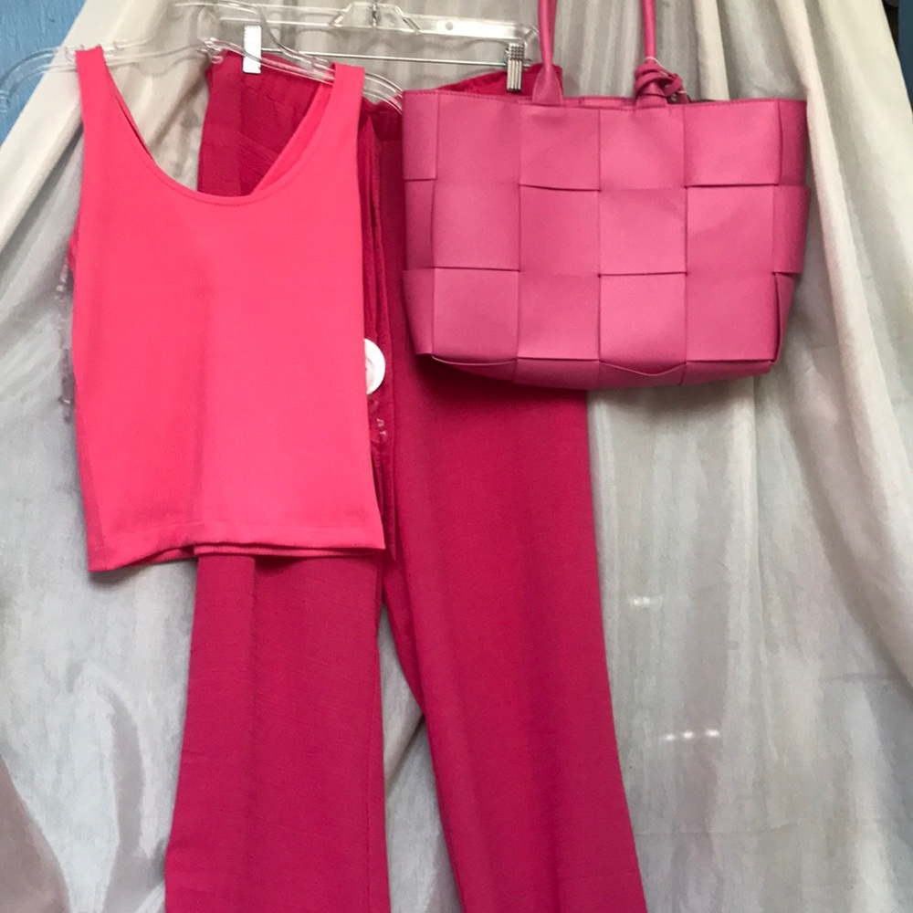 Pink vegan large purse combo